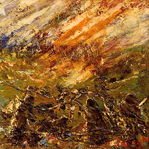 Omaggio al darfur 2 - olio e bitume su tela 70x70 - Lucia Paese