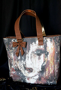 Donna negata Canvas manici, bordi, fiocco e pochette in pelle 22 x 24 x 11 cm