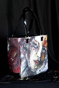 Drug Canvas manici, bordi, fiocco e pochette in vernice 32 x 34 x 11 cm