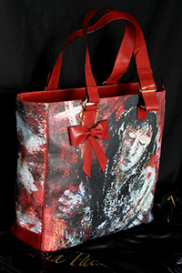 Intimo abbraccio Canvas manici, bordi, fiocco e pochette in pelle 32 x 34 x 11 cm