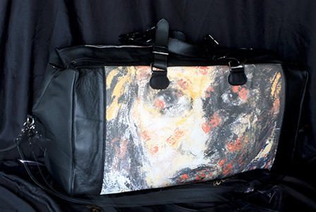 Womanlly trilogy 2 Canvas verniciato manici, bordi e pochette in pelle 60 x 35 x 15 cm